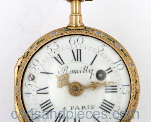Gold & enamel verge by Romilly, Paris