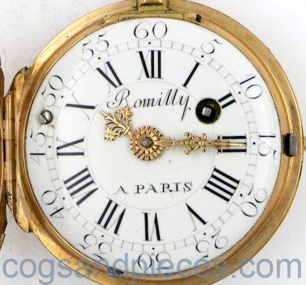 Gold & enamel verge by Romilly, Paris