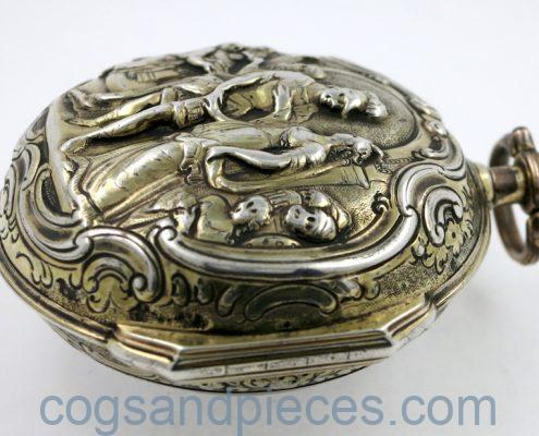 Silver repousse pocket watch