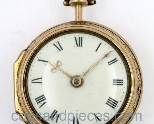 Gold repousse cased verge pocket watch by William Howard, London