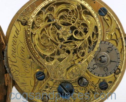 Gold repousse cased verge pocket watch by William Howard, London