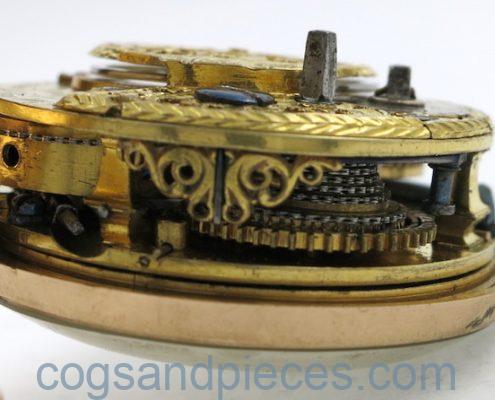 Gold repousse cased verge pocket watch by William Howard, London