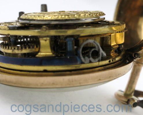 Gold repousse cased verge pocket watch by William Howard, London