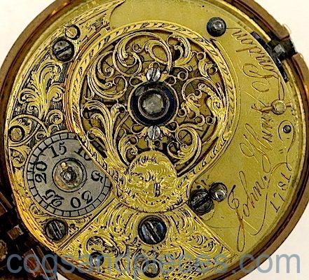 Gold & shell cylinder pocket watch by John Hunt, London