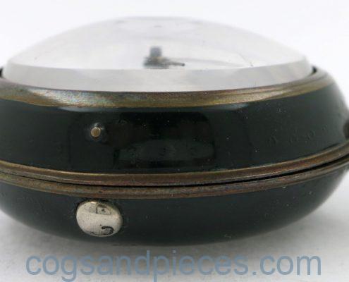 Verge watch in green lacquer & gilt pair cases