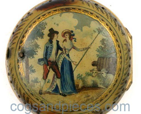 Underpainted Horn Pocket Watch Case