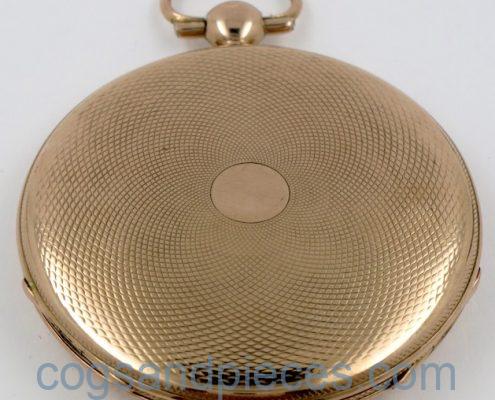 Gold, jump hour cylinder pocket watch