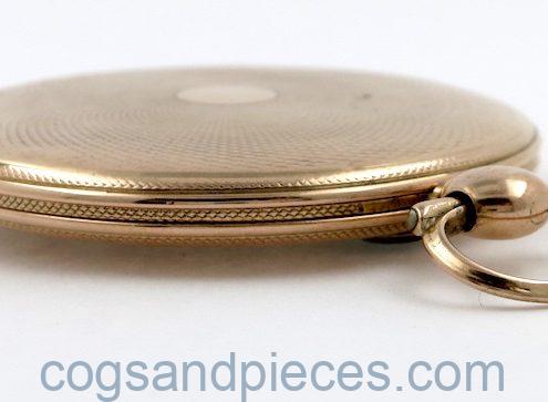 Gold, jump hour cylinder pocket watch