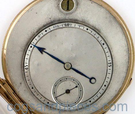 Gold, jump hour cylinder pocket watch