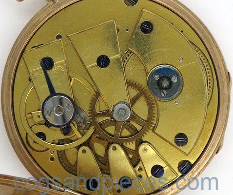 Gold, jump hour cylinder pocket watch