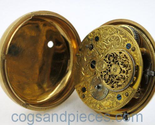 Gilt pair cased "doctor's dial" verge