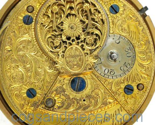 Gilt pair cased "doctor's dial" verge