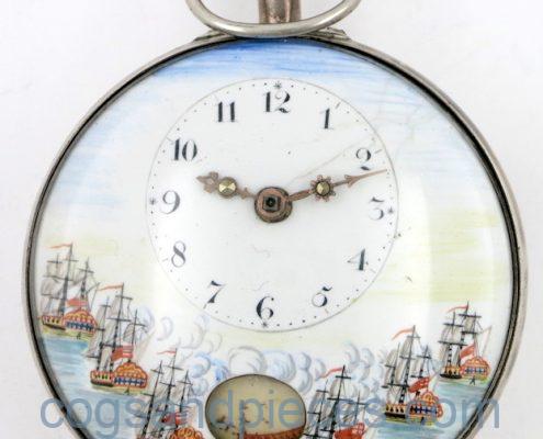 Automaton dial with naval scene