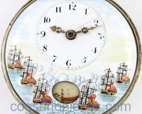 Automaton dial with naval scene