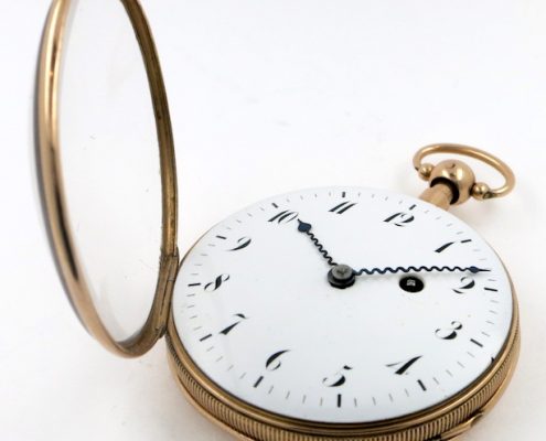 Gold repeating cylinder pocket watch