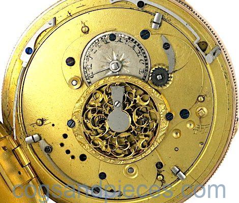 Gold repeating cylinder pocket watch