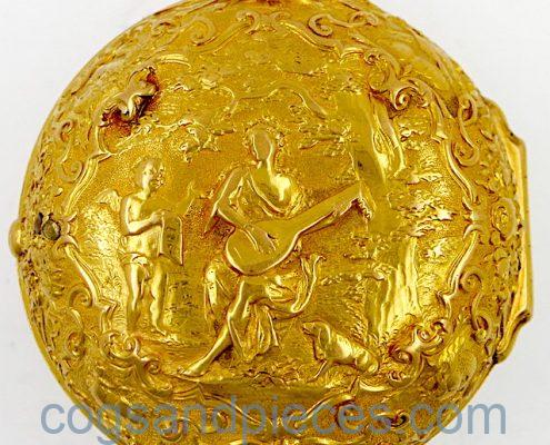 Gold repousse pair cased verge by Kipling, London