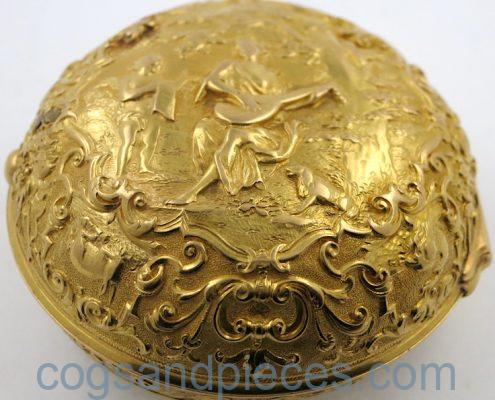 Gold repousse pair cased verge by Kipling, London