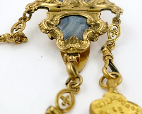 gold agate chatelaine