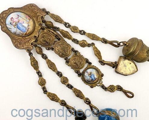 Gilt & enamel chatelaine