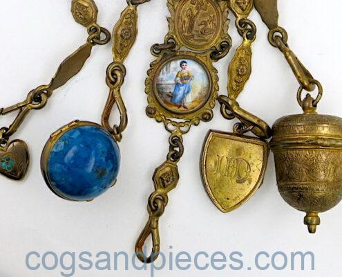 Gilt & enamel chatelaine