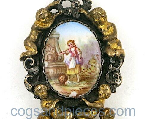 Gilt & enamel chatelaine