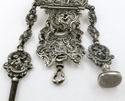 Silver Pocket Watch Chatelaine