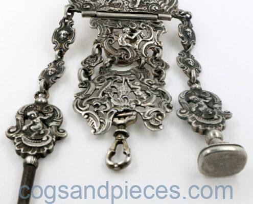 Silver Pocket Watch Chatelaine