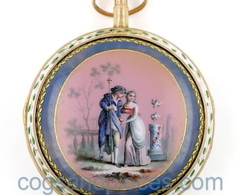 Swiss Gold Enamel Watch Cylinder