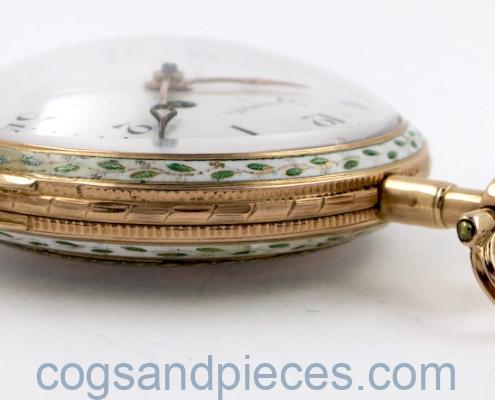 Swiss Gold Enamel Watch Cylinder