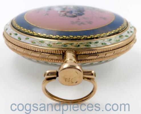 Swiss Gold Enamel Watch Cylinder