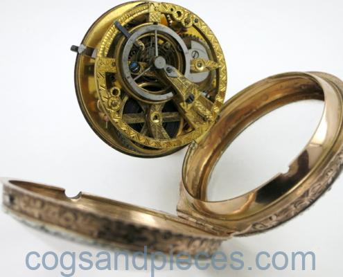 gold skeletonised pocket watch