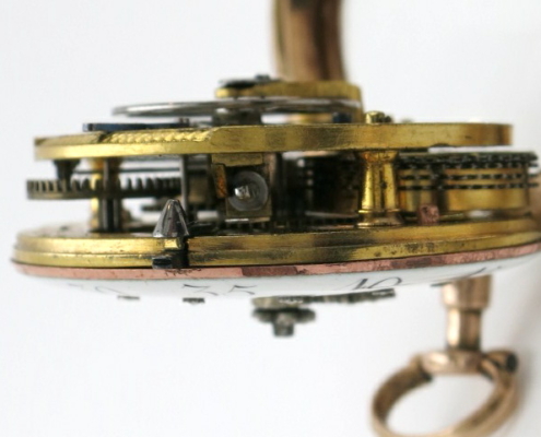 gold skeletonised pocket watch