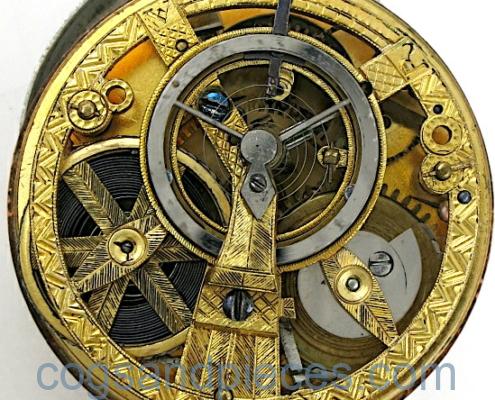 gold skeletonised pocket watch