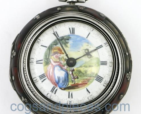 polychrome dial verge pocket watch