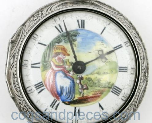 polychrome dial verge pocket watch