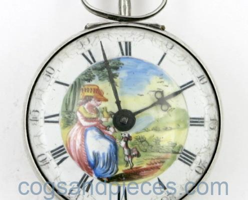 polychrome dial verge pocket watch