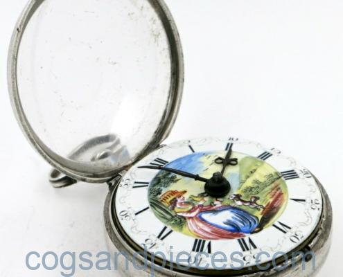polychrome dial verge pocket watch