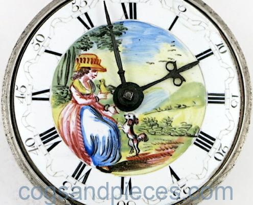 polychrome dial verge pocket watch
