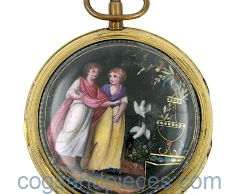 Enamel verge in exhibition case