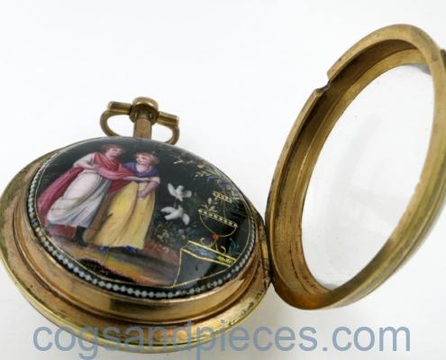 Enamel verge in exhibition case