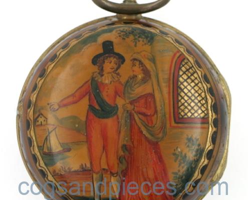 underpainted horn pocket watch