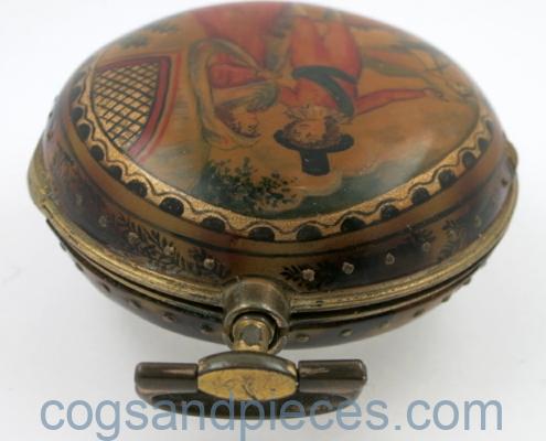 underpainted horn pocket watch