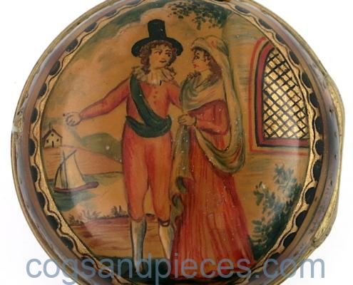 underpainted horn pocket watch