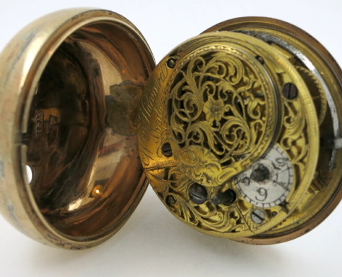 underpainted horn pocket watch